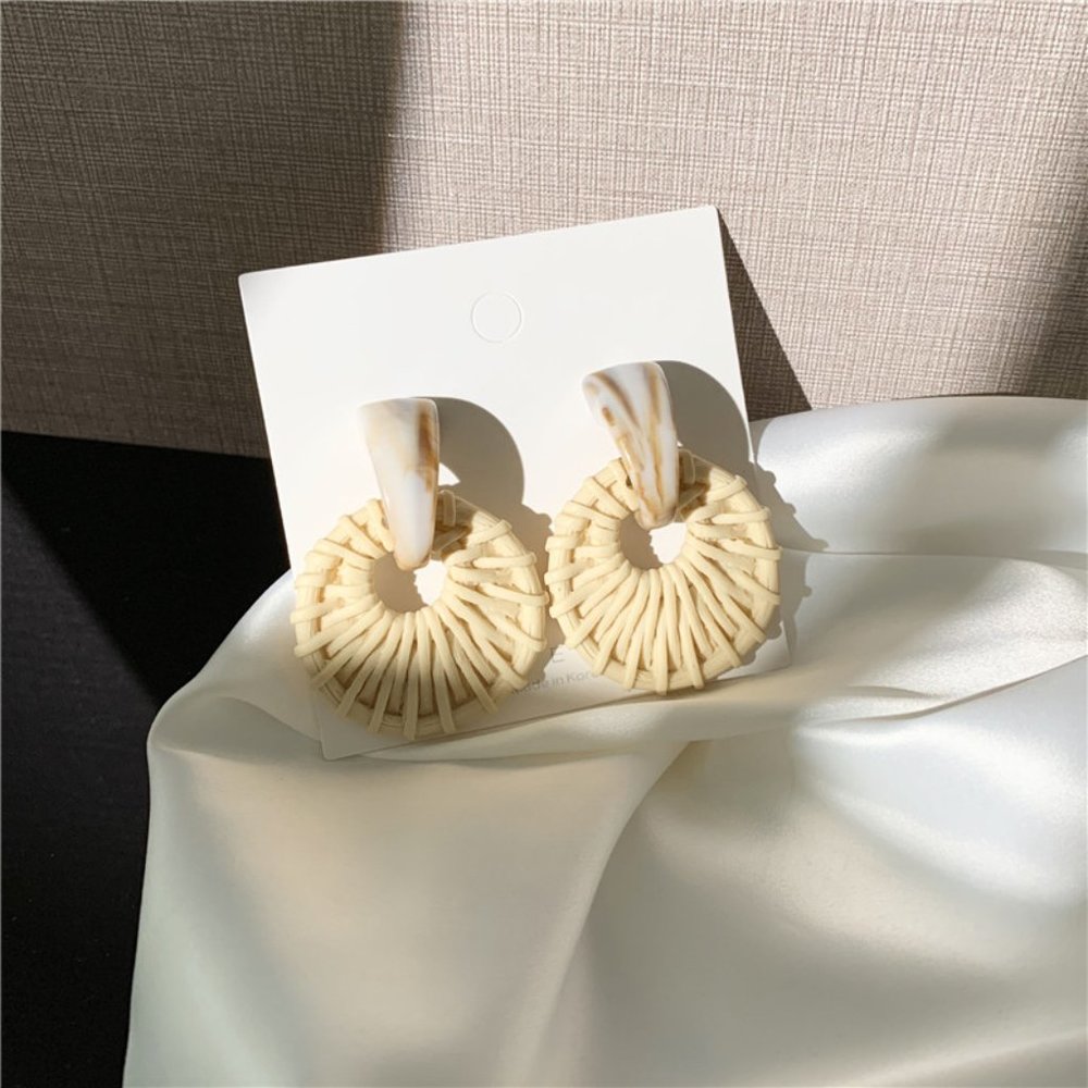 Wicker Marble Resin Charm Earrings - Picture 4 of 9